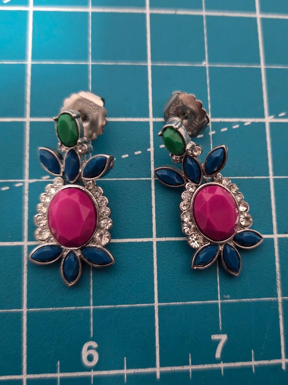 Lia Sophia Post Earrings Purple Green Blue Silver Dangle